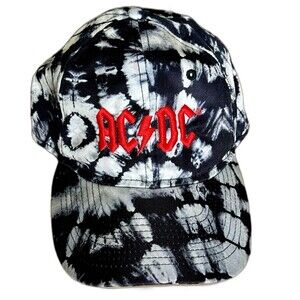 AC/DC Adjustable Baseball Cap Black Tie Dye Rock Band Hat One Size